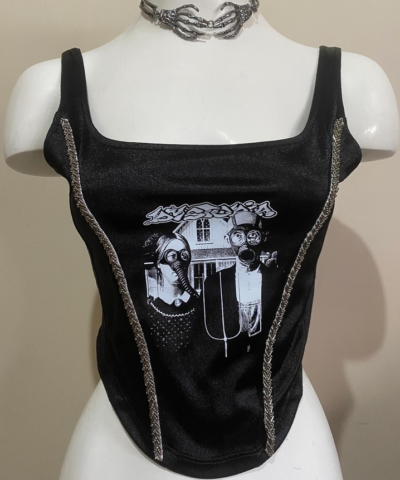Corset with Dystopia band graphic print (Grindcore) (S Size only)