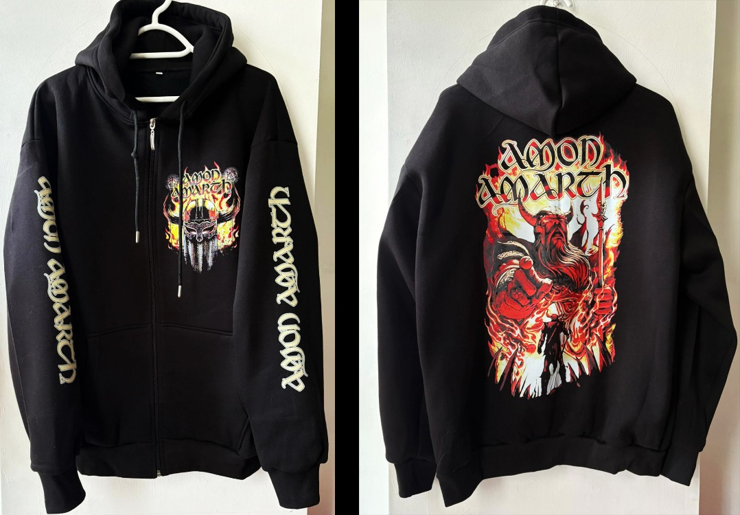 Amon Ammarth - Oden Wants You - Zipper Hoodie with Front - Back - Arm Print