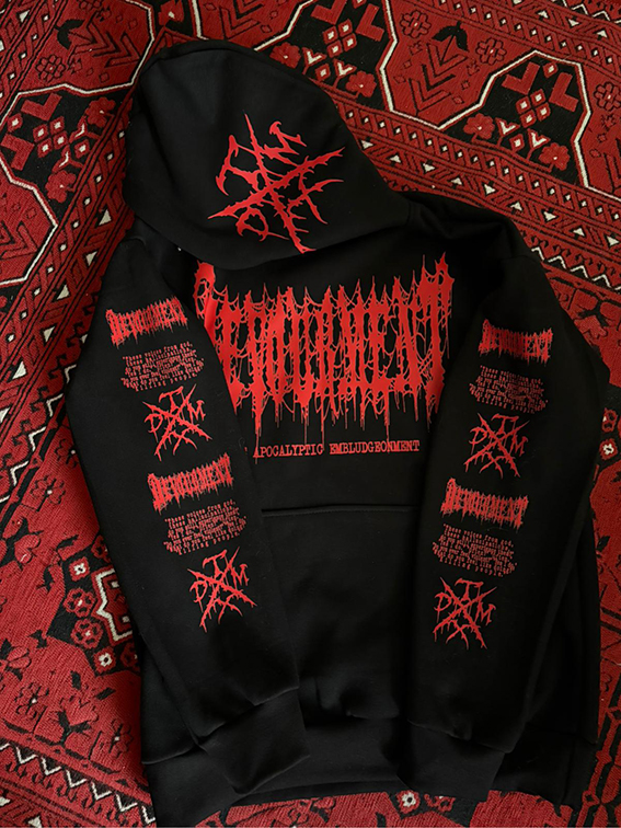 Devourment - TXDM (Red Print) - Hoodie with Front - Back - Arm - Hood Print