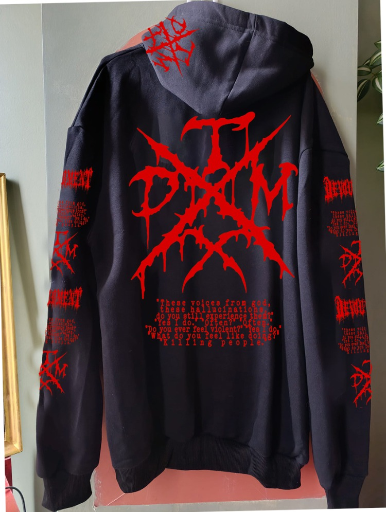 Devourment - TXDM (Red Print) - Hoodie with Front - Back - Arm - Hood Print - Image 2