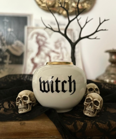 "Witch" Lettering Gothic Mini Vase