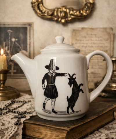 Small Artistic Teapot - Man & Goat Design